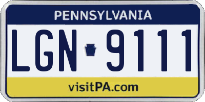 PA license plate LGN9111