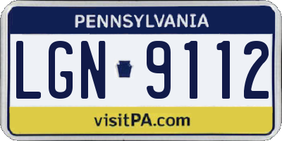 PA license plate LGN9112