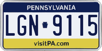PA license plate LGN9115