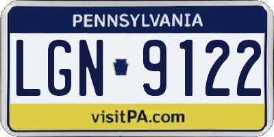 PA license plate LGN9122
