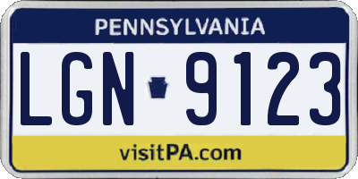 PA license plate LGN9123