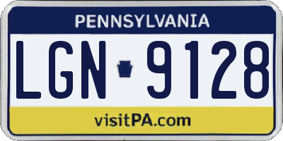 PA license plate LGN9128