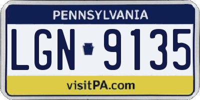 PA license plate LGN9135