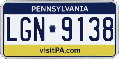 PA license plate LGN9138