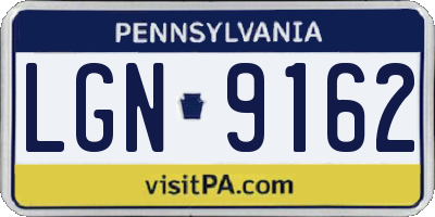 PA license plate LGN9162