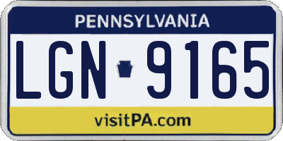 PA license plate LGN9165