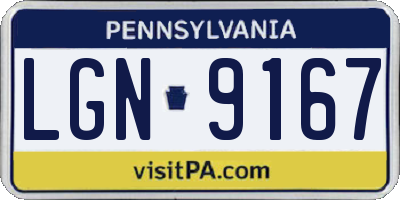 PA license plate LGN9167