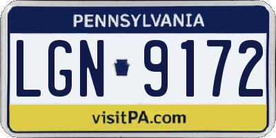 PA license plate LGN9172