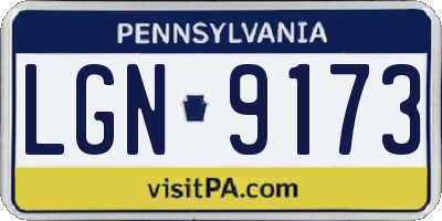 PA license plate LGN9173