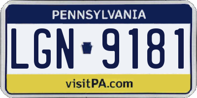 PA license plate LGN9181
