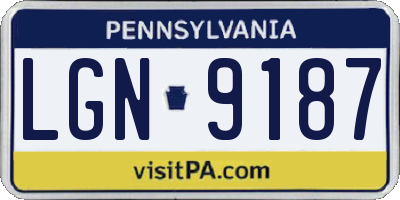 PA license plate LGN9187