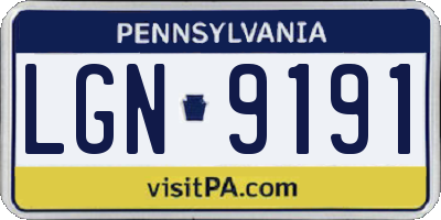 PA license plate LGN9191