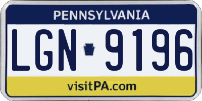 PA license plate LGN9196