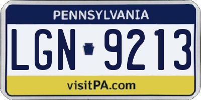 PA license plate LGN9213