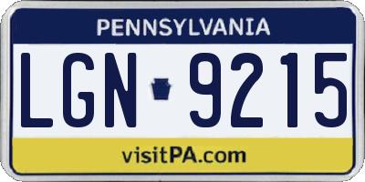 PA license plate LGN9215