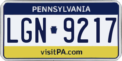 PA license plate LGN9217