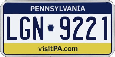 PA license plate LGN9221