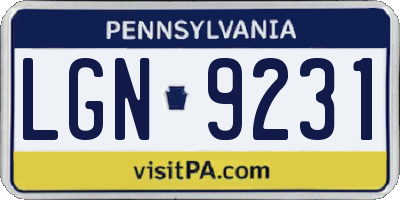 PA license plate LGN9231