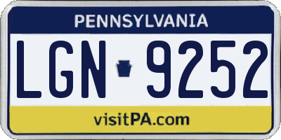 PA license plate LGN9252
