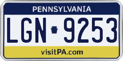 PA license plate LGN9253