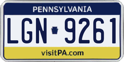 PA license plate LGN9261