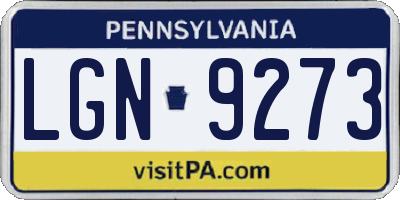 PA license plate LGN9273