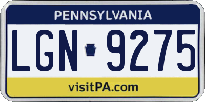 PA license plate LGN9275