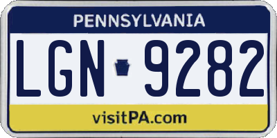 PA license plate LGN9282