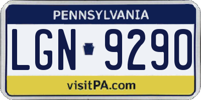 PA license plate LGN9290