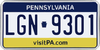 PA license plate LGN9301