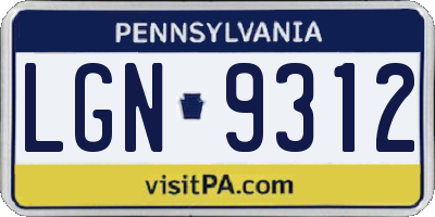 PA license plate LGN9312