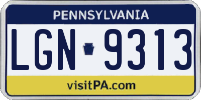 PA license plate LGN9313