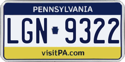 PA license plate LGN9322