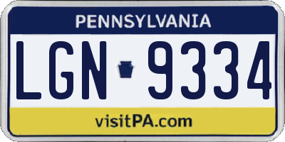 PA license plate LGN9334