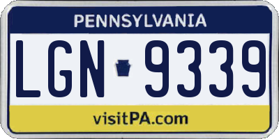 PA license plate LGN9339
