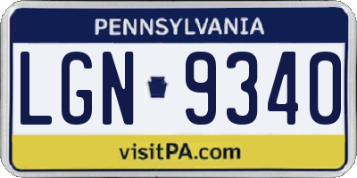PA license plate LGN9340