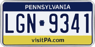 PA license plate LGN9341