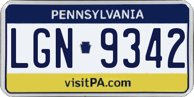 PA license plate LGN9342