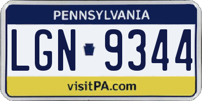 PA license plate LGN9344
