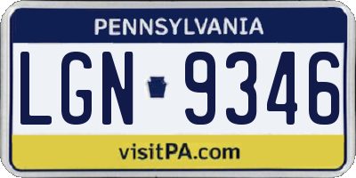 PA license plate LGN9346