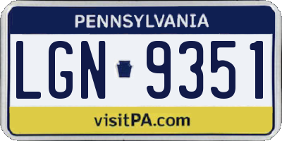 PA license plate LGN9351