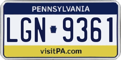 PA license plate LGN9361