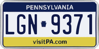 PA license plate LGN9371