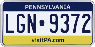 PA license plate LGN9372