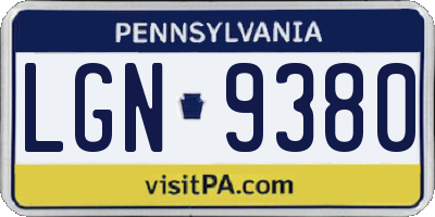 PA license plate LGN9380