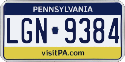 PA license plate LGN9384