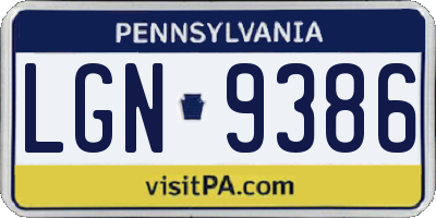 PA license plate LGN9386