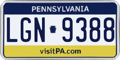 PA license plate LGN9388