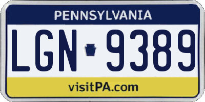 PA license plate LGN9389