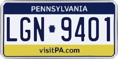 PA license plate LGN9401